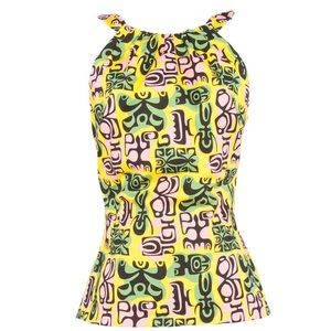 PUG Harley top in palm tiki print